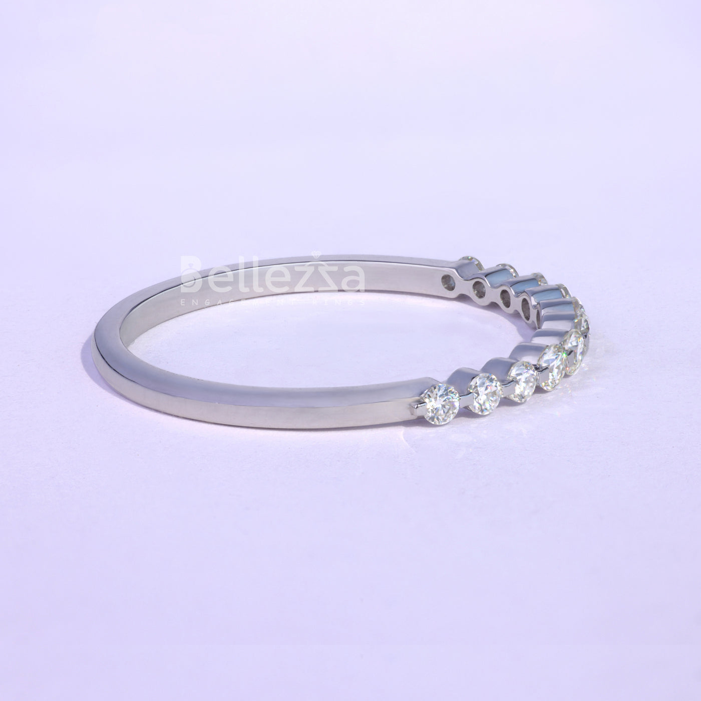 Round Cut Half Eternity Moissanite Wedding Band - Ready To Ship