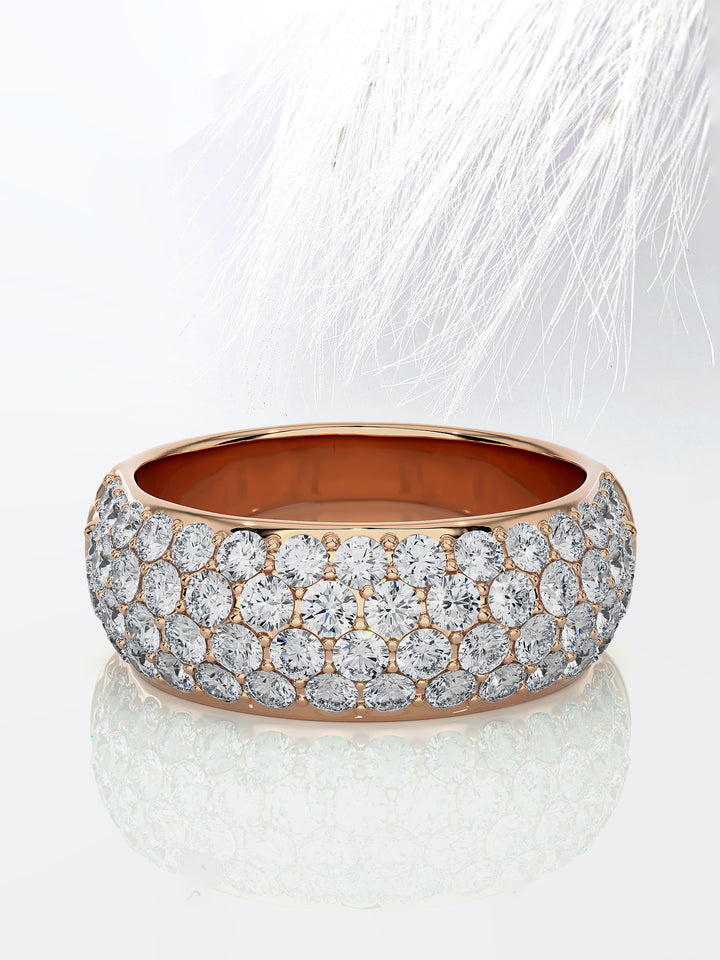 Round Cut Clustered Moissanite Men's Wedding Band In White Gold