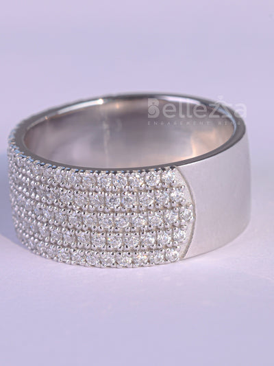 1.50TCW Round Cut Half Eternity Moissanite Wedding Band