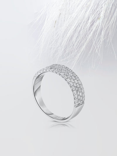 Round Cut Four Row Stackable Pave Diamond Wedding Band For Women