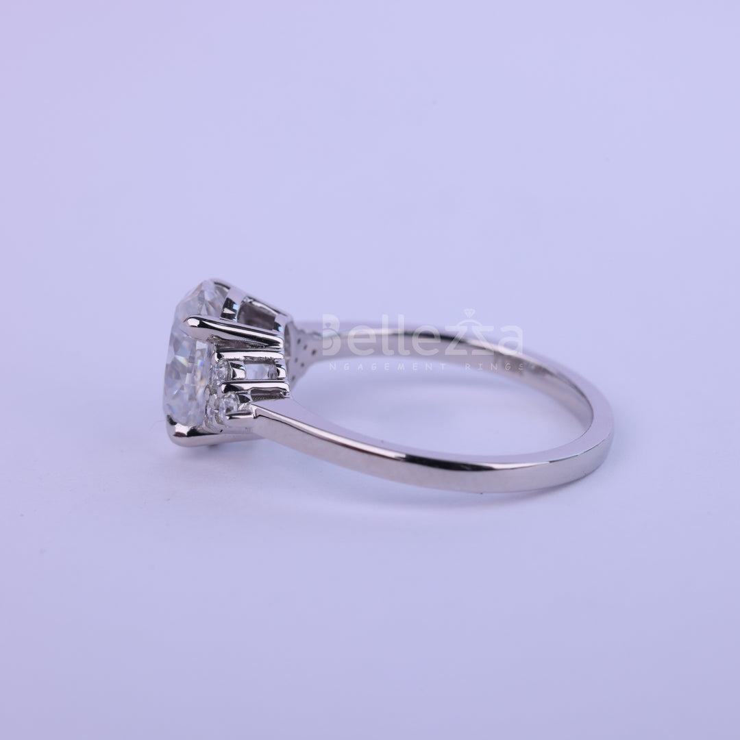1.0CT Oval Cut Cluster Diamond Moissanite Engagement Ring