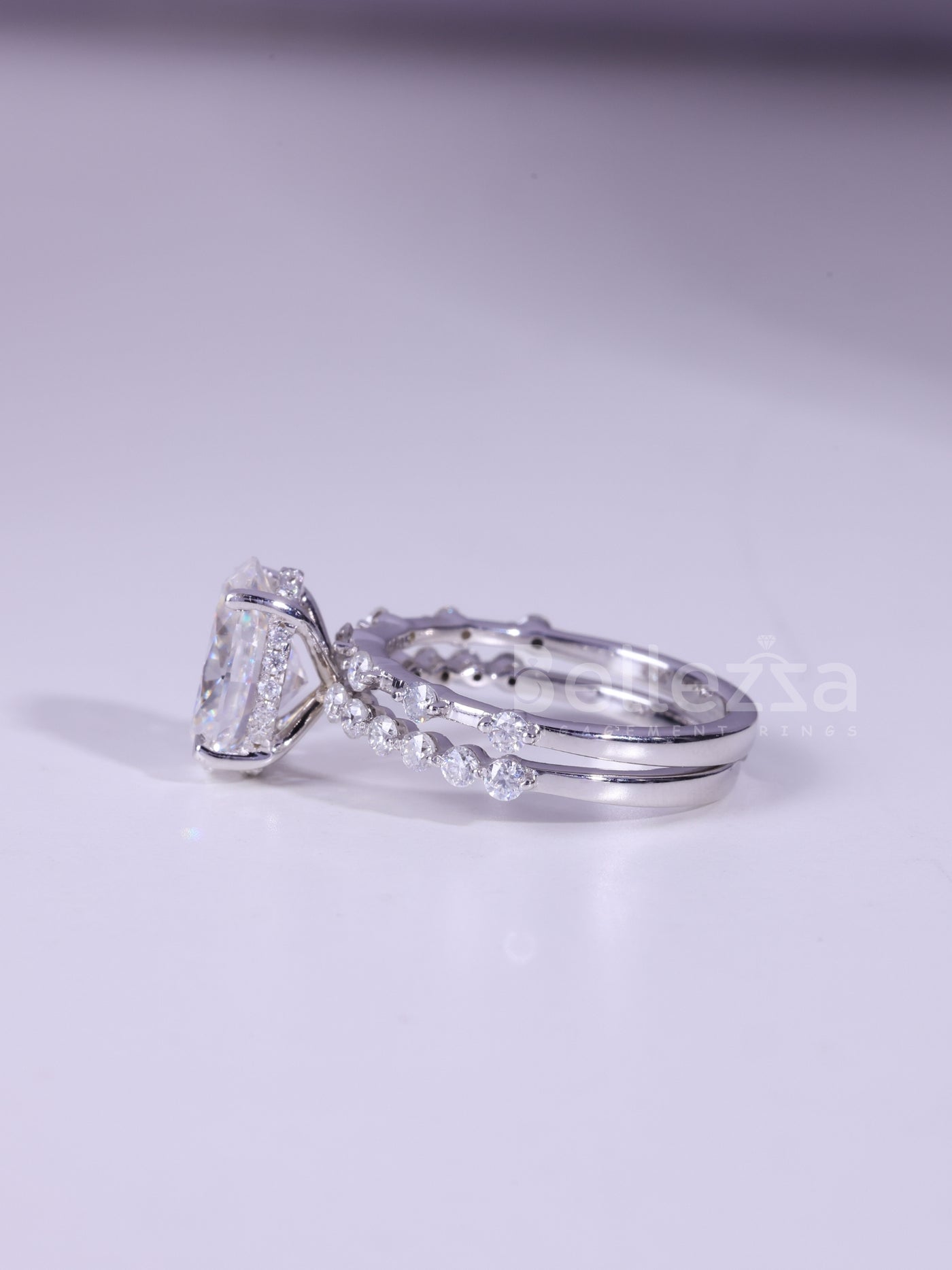 1.50CT Oval Cut Pave Setting Moissanite Bridal Ring Set