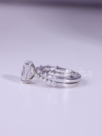 1.50CT Oval Cut Pave Setting Moissanite Bridal Ring Set