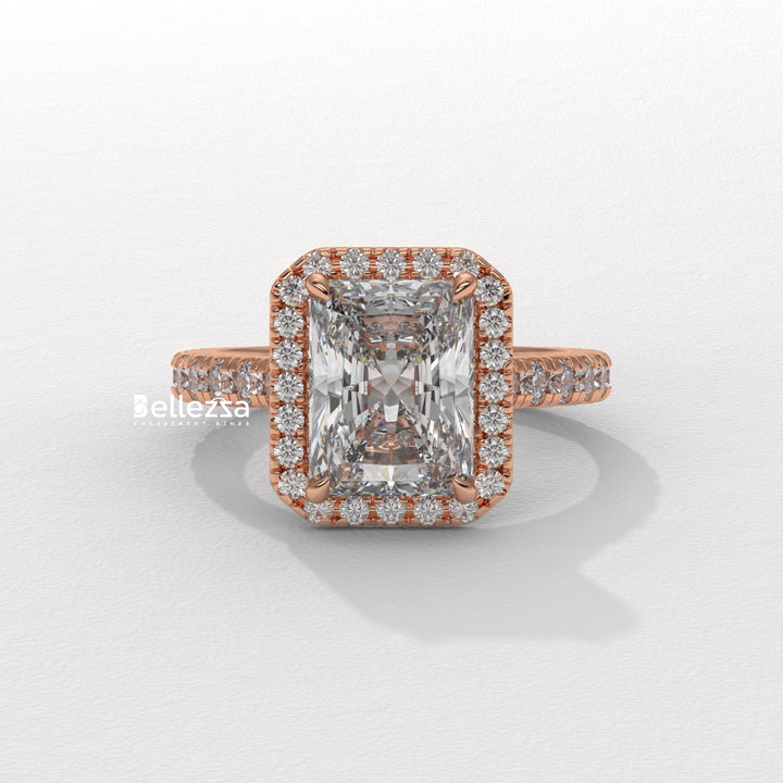 1.50-2.50CT Radiant Cut Lab Grown Diamond Halo Setting Engagement Ring