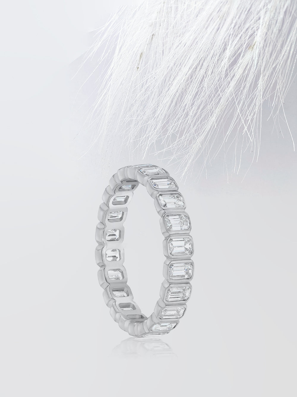 Emerald Cut Bezel Eternity Diamond Wedding Band For Women