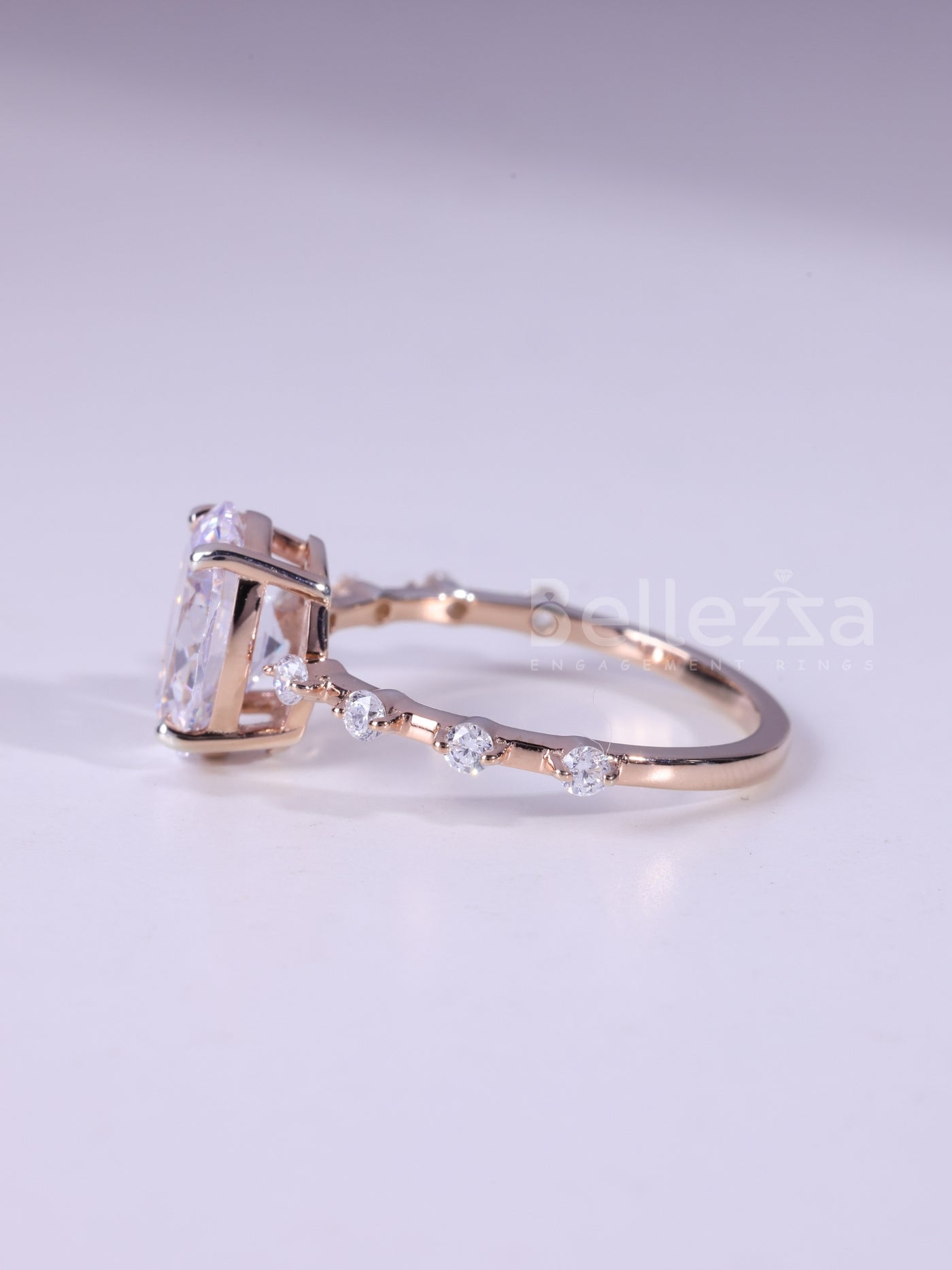 1.20CT Oval Cut Diamond Dainty Pave Setting Moissanite Engagement Ring