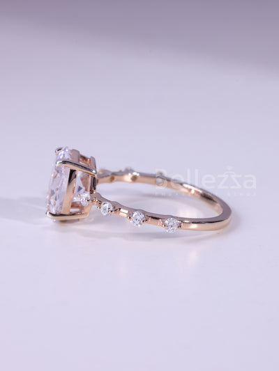 1.20CT Oval Cut Diamond Dainty Pave Setting Moissanite Engagement Ring