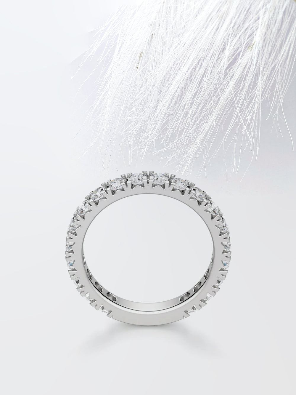 Round Cut 3/4 Eternity Diamond Wedding Band For Women