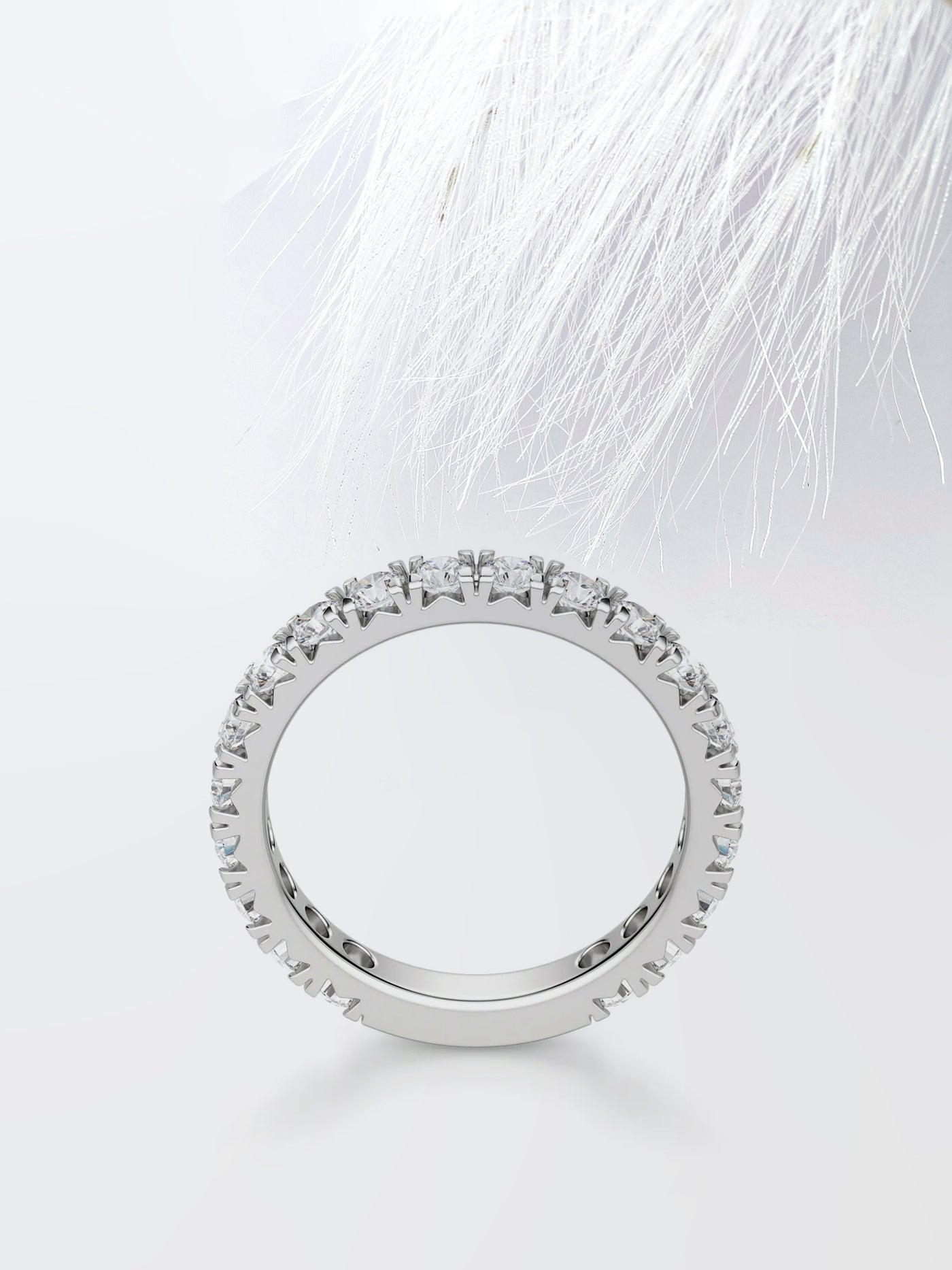 Round Cut 3/4 Eternity Diamond Wedding Band For Women