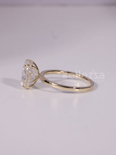 1.50CT-3.50CT Elongated Cushion Cut Hidden Halo Engagement Ring