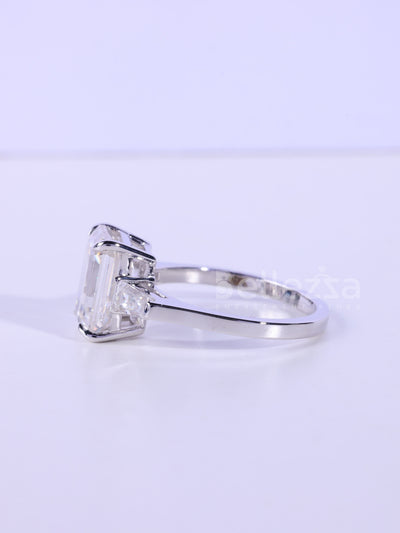 2.0CT-3.0CT Emerald Cut Three Stone Engagement Ring