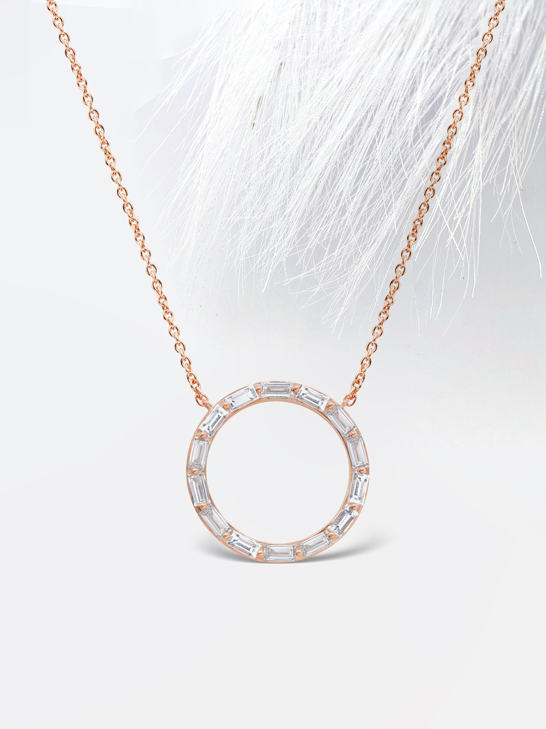 Diamond Moissanite Baguette Circle Necklace (Large) For Women