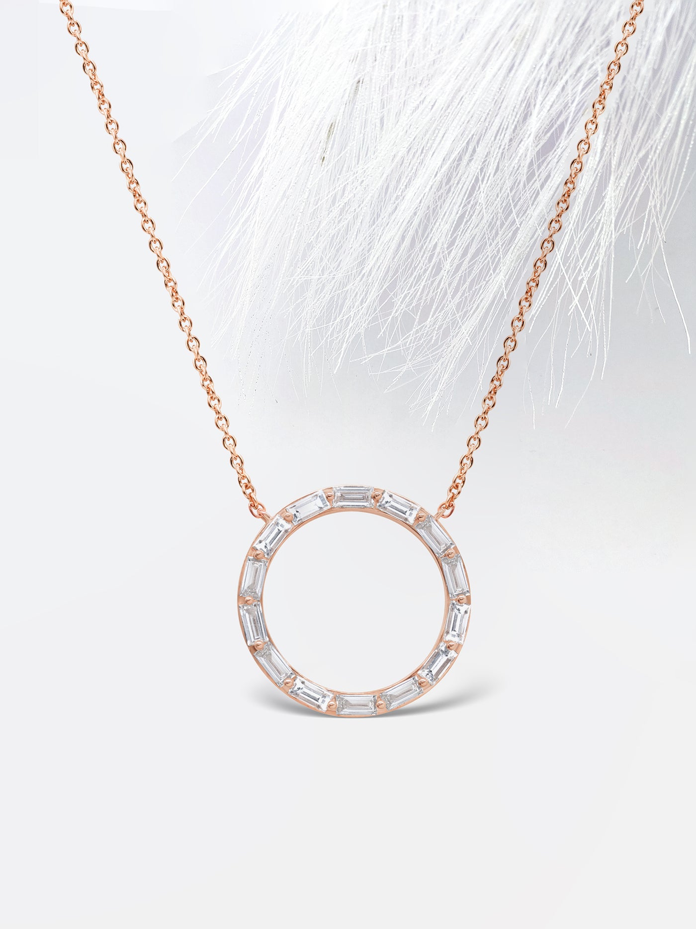 Diamond Moissanite Baguette Circle Necklace (Large) For Women