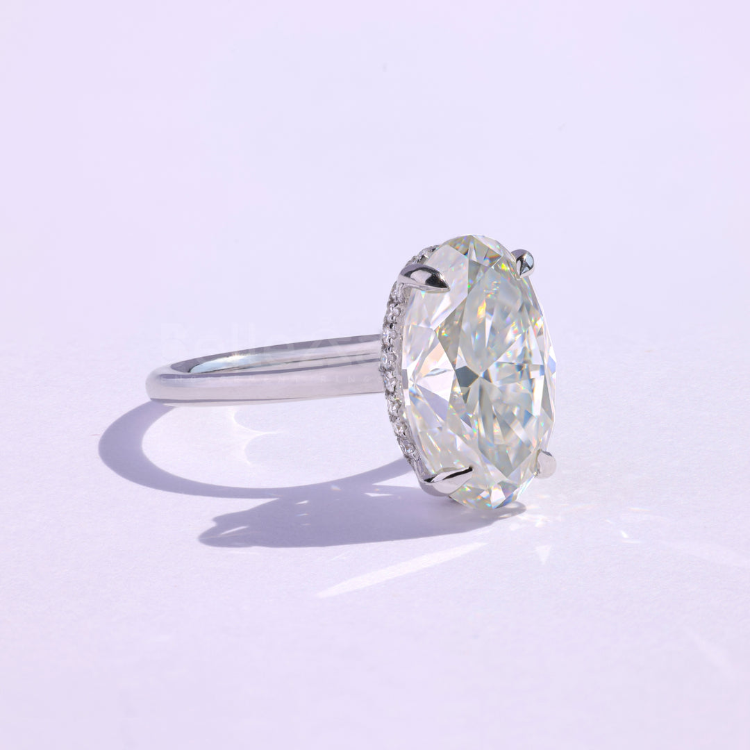 3.0CT Oval Cut Moissanite Hidden Halo Engagement Ring - Ready to ship