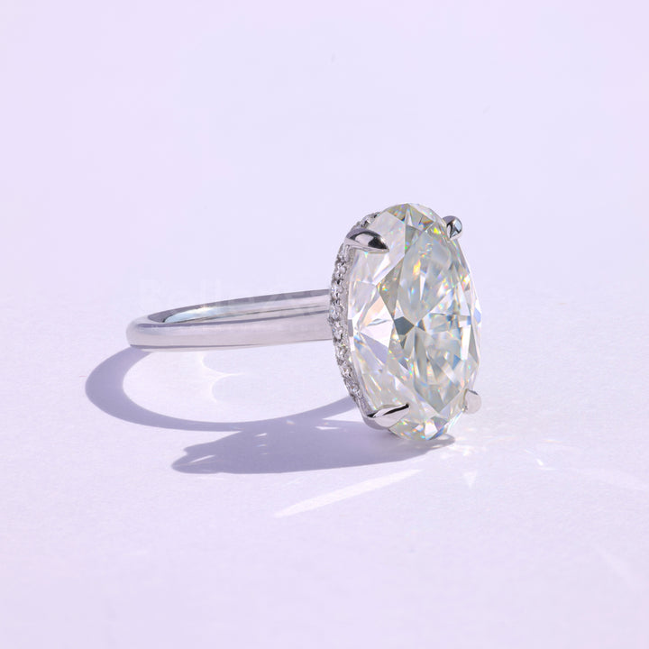 3.0CT Oval Cut Moissanite Hidden Halo Engagement Ring - Ready to ship