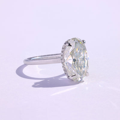 3.0CT Oval Cut Moissanite Hidden Halo Engagement Ring - Ready to ship