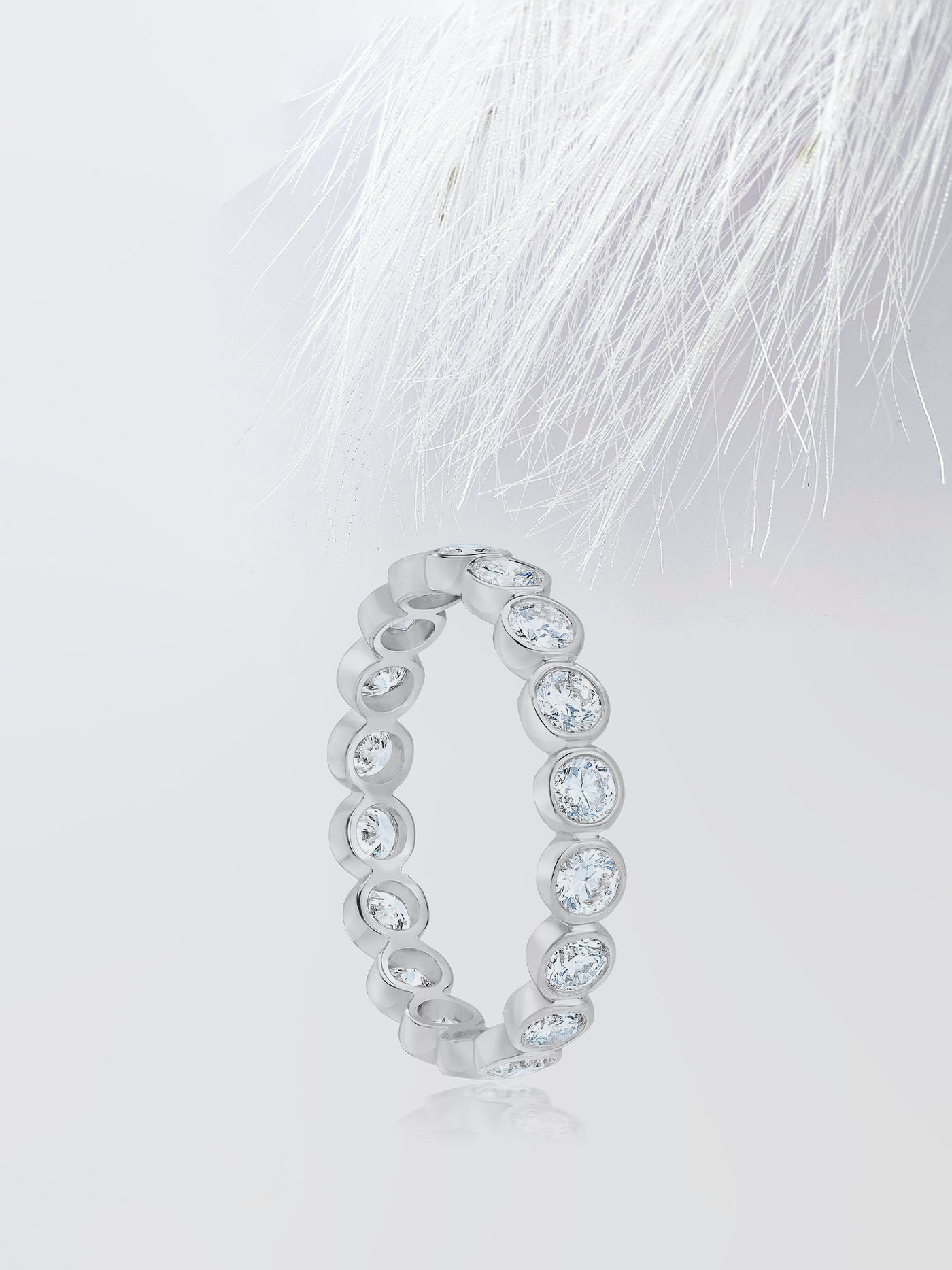 Round Cut Bezel Diamond Wedding Band For Women