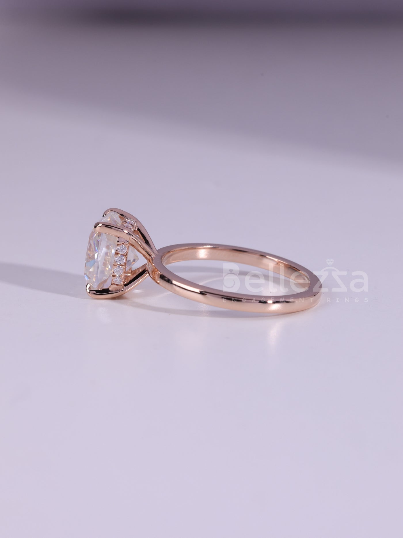 1.0CT Cushion Cut Diamond Hidden Halo Moissanite Engagement Ring