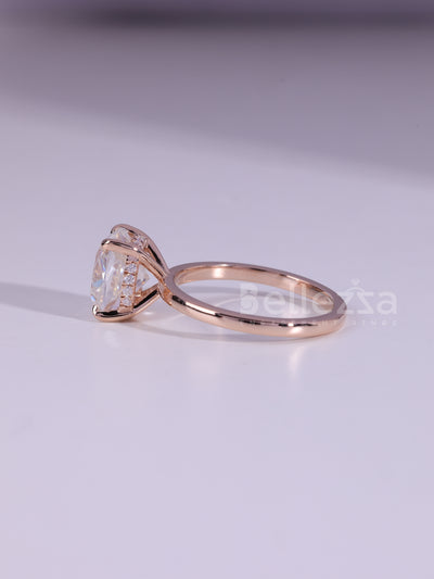 1.0CT Cushion Cut Diamond Hidden Halo Moissanite Engagement Ring