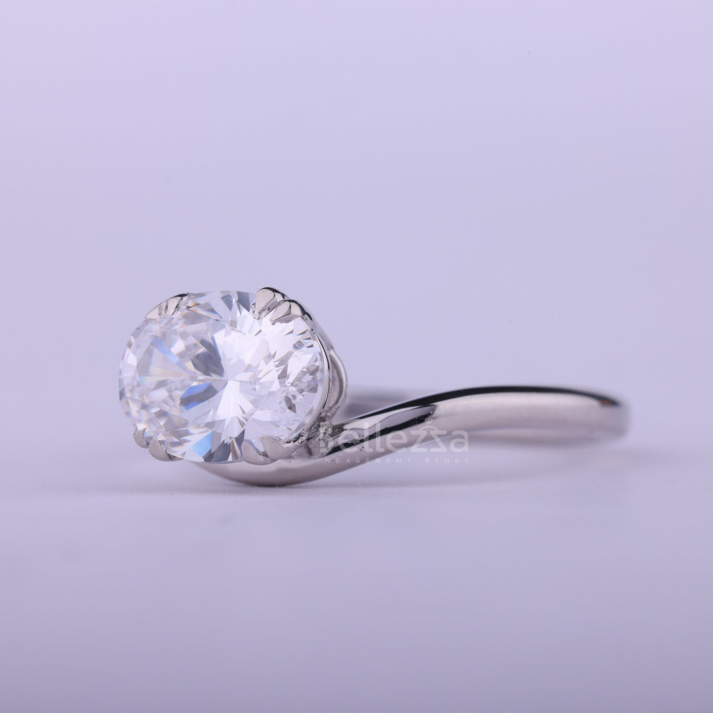 1.50CT East-West Oval Cut Curved Moissanite Engagement Ring