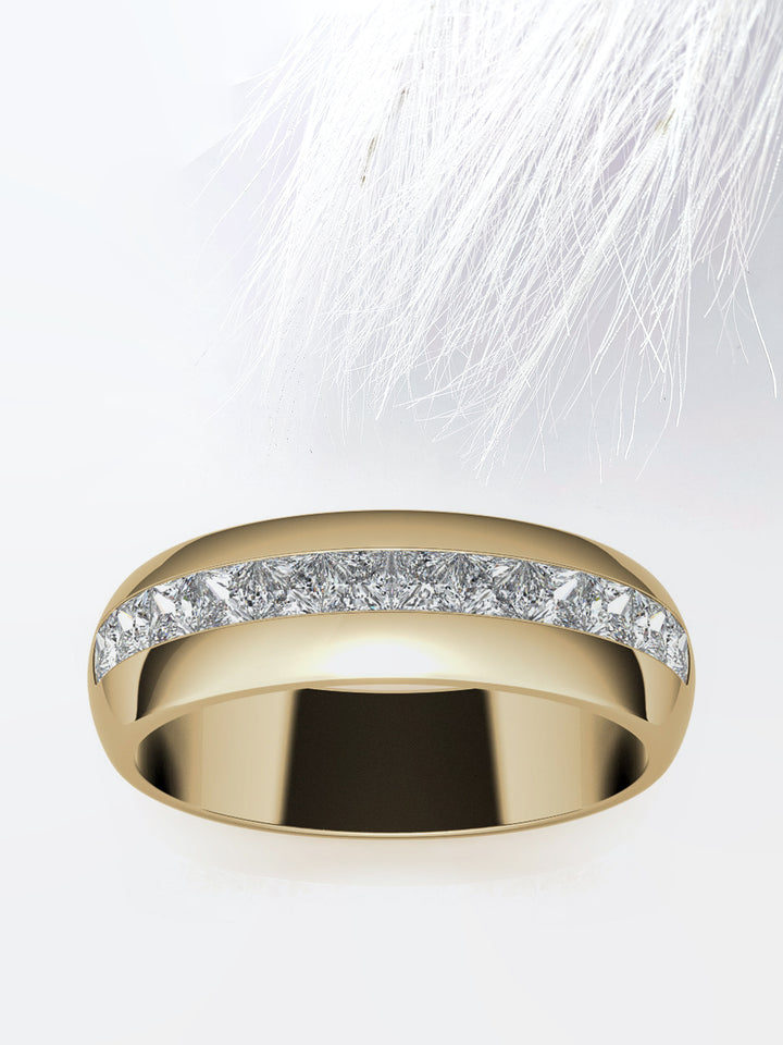 Princess Cut Channel Moissanite Men's Diamond Wedding Band