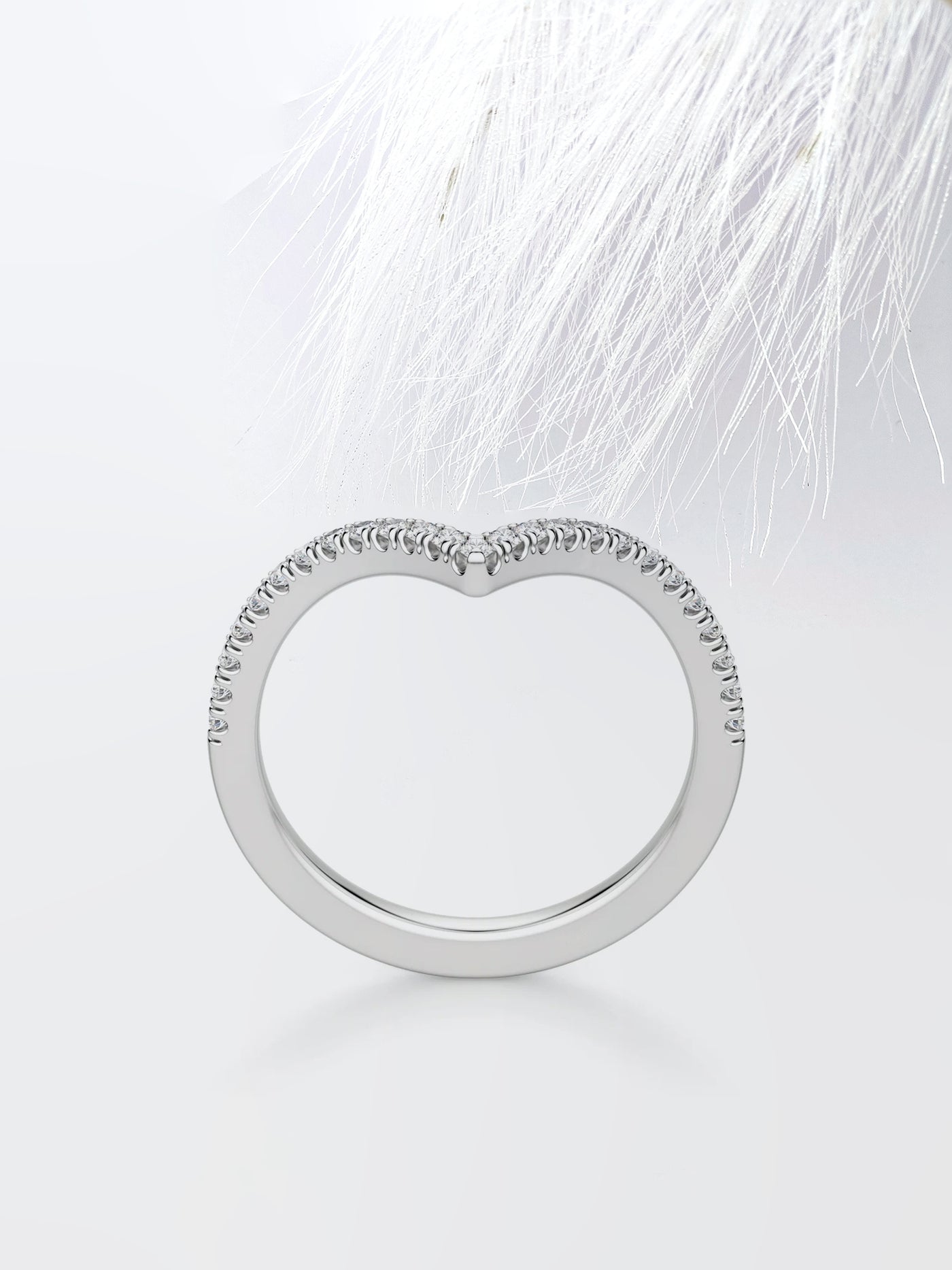 Round Cut Curved Diamond Wedding Band For Women