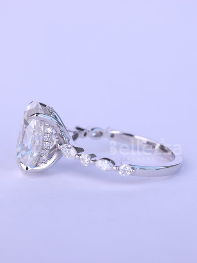 1.50CT Oval Cut Diamond Pave Setting Moissanite Engagement Ring