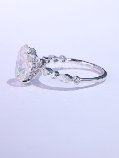 1.50CT Oval Cut Pave Setting Moissanite Engagement Ring