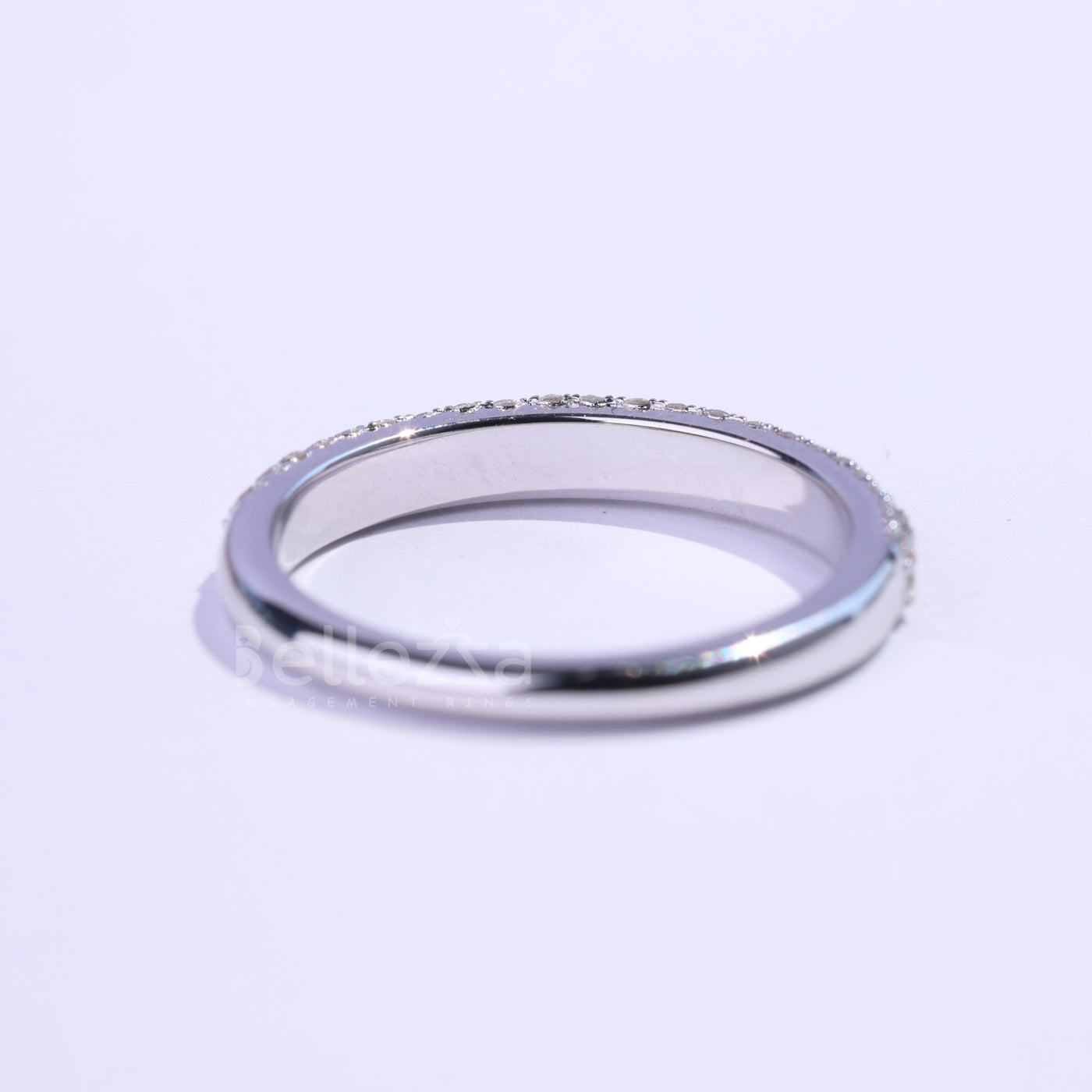 Round Cut Three Side Pave Setting Moissanite Wedding Band