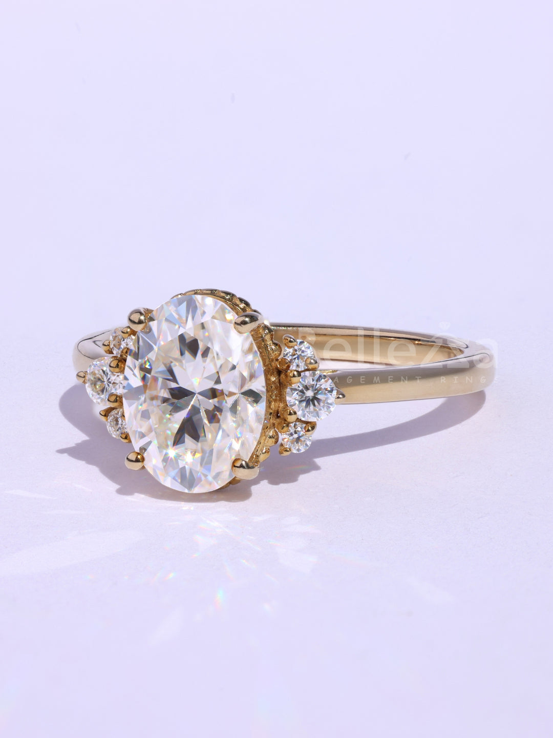 1.50CT Oval Cut Cluster Diamond Moissanite Engagement Ring