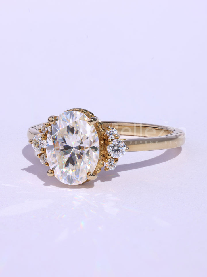 1.50CT Oval Cut Cluster Diamond Moissanite Engagement Ring