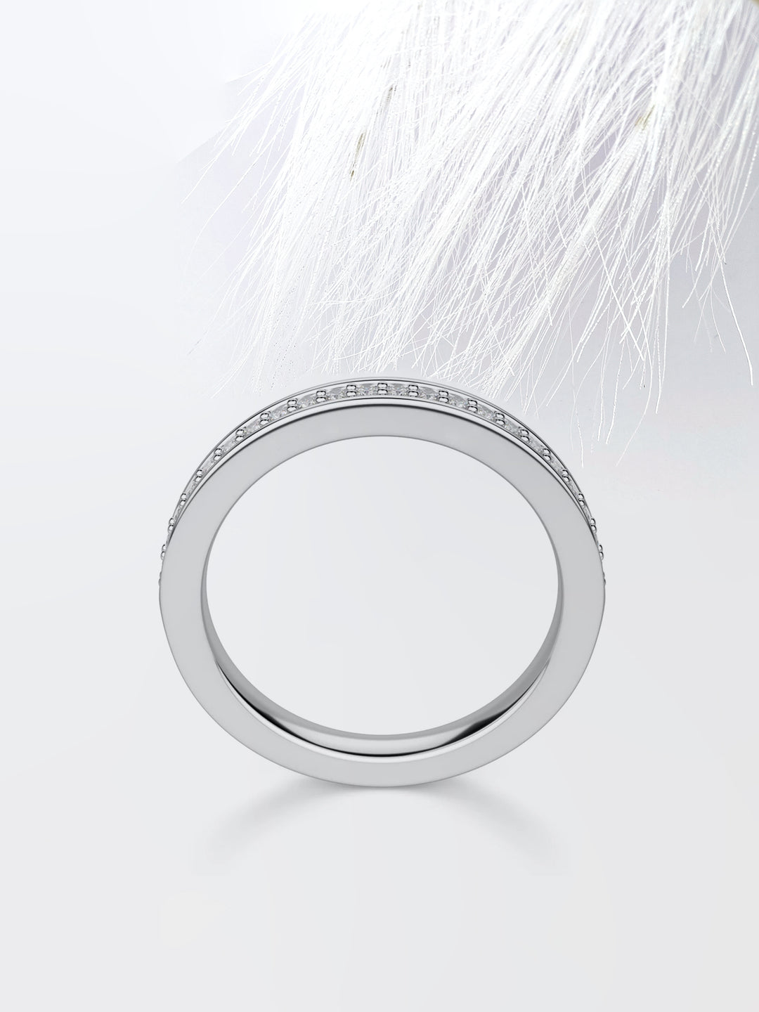 Round Cut Channel Diamond Wedding Band For Women