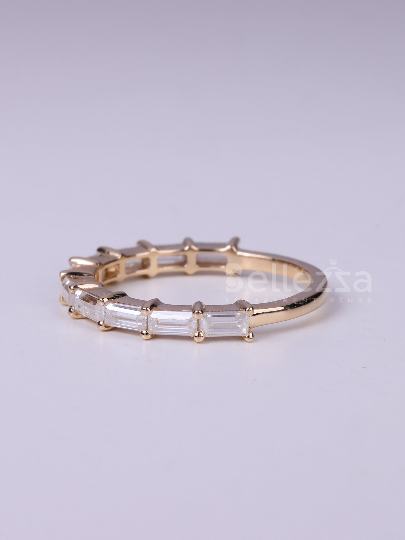 East West Baguette Cut Half Eternity Wedding Band For Her