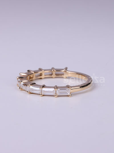 East West Baguette Cut Half Eternity Wedding Band For Her