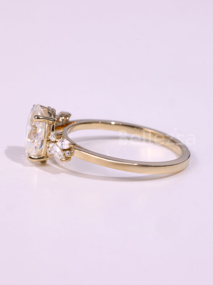 1.50CT Oval Cut Diamond Cluster Moissanite Engagement Ring