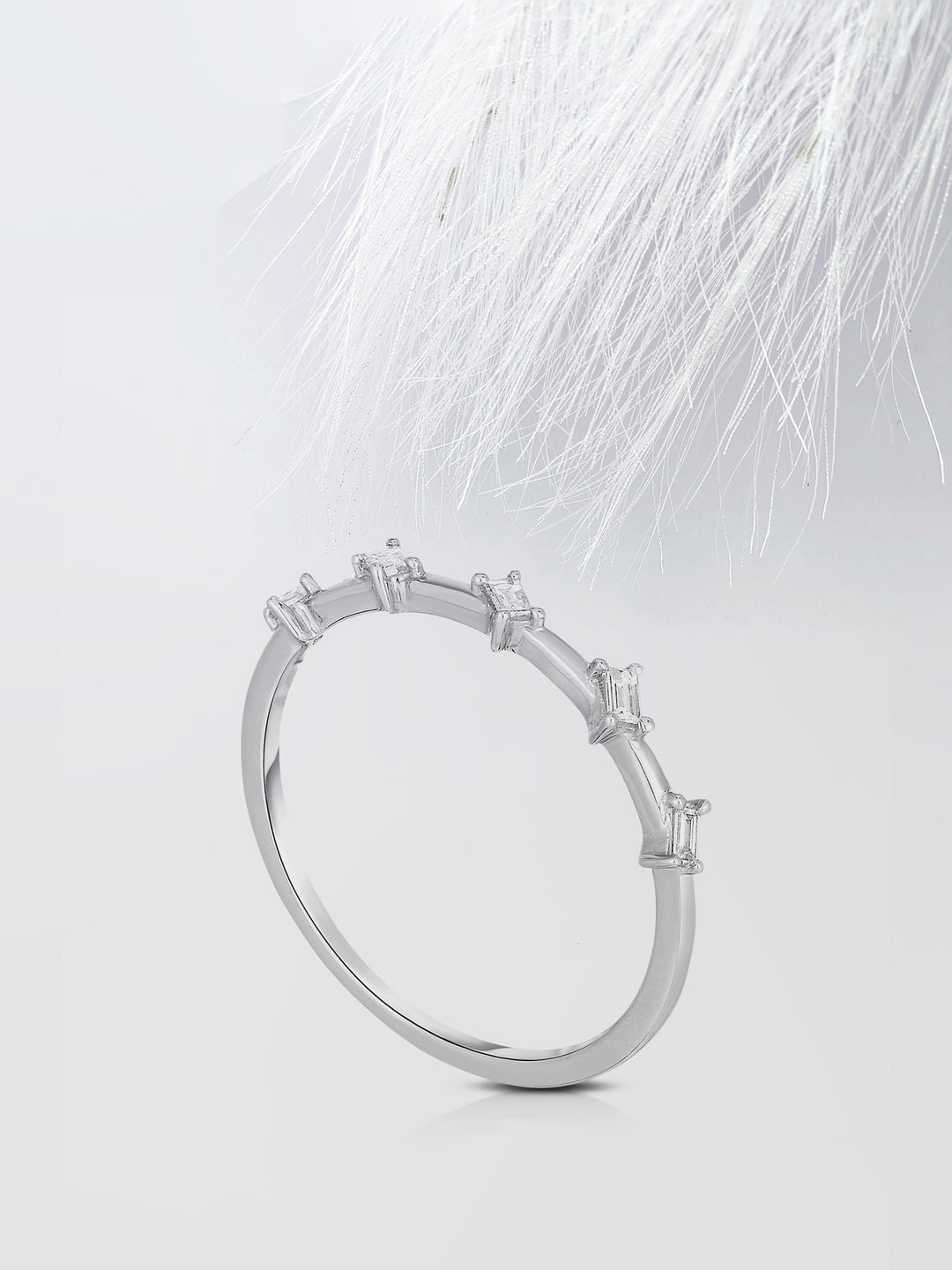 Baguette Cut Half Eternity Diamond Wedding Band For Women