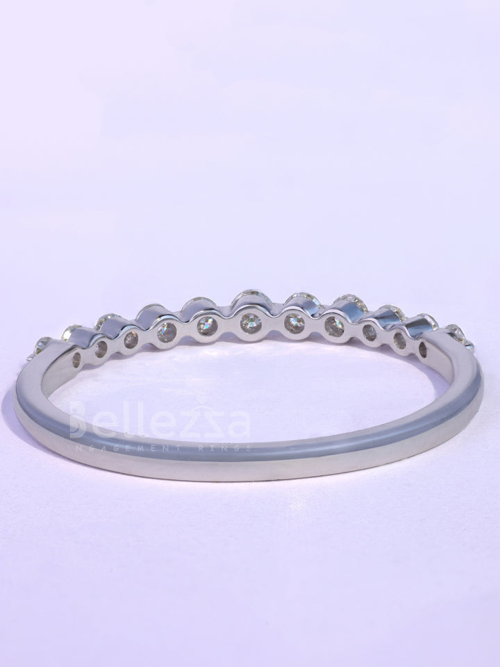 Round Cut Half Eternity Moissanite Wedding Band For Her