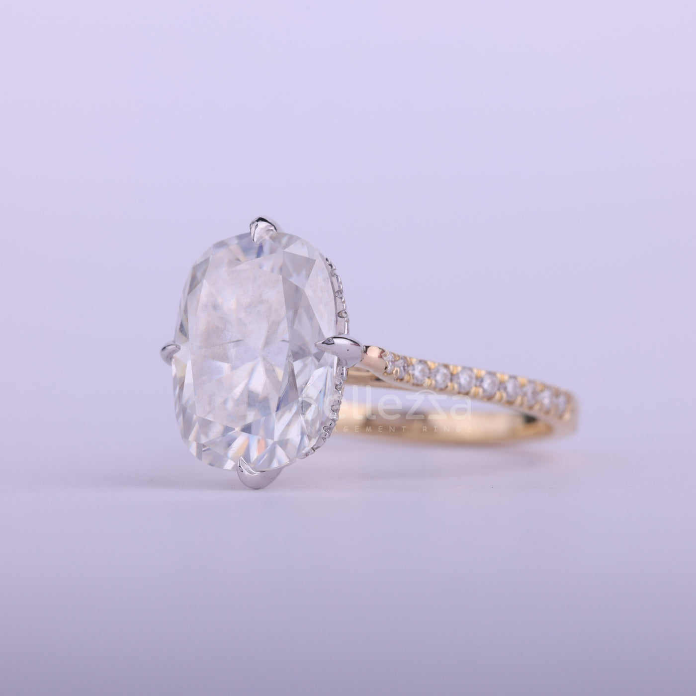 2.0CT Elongated Cushion Cut Hidden Halo Engagement Ring