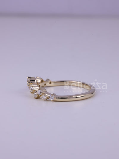 Round Cut Cluster Moissanite Wedding Band For Her