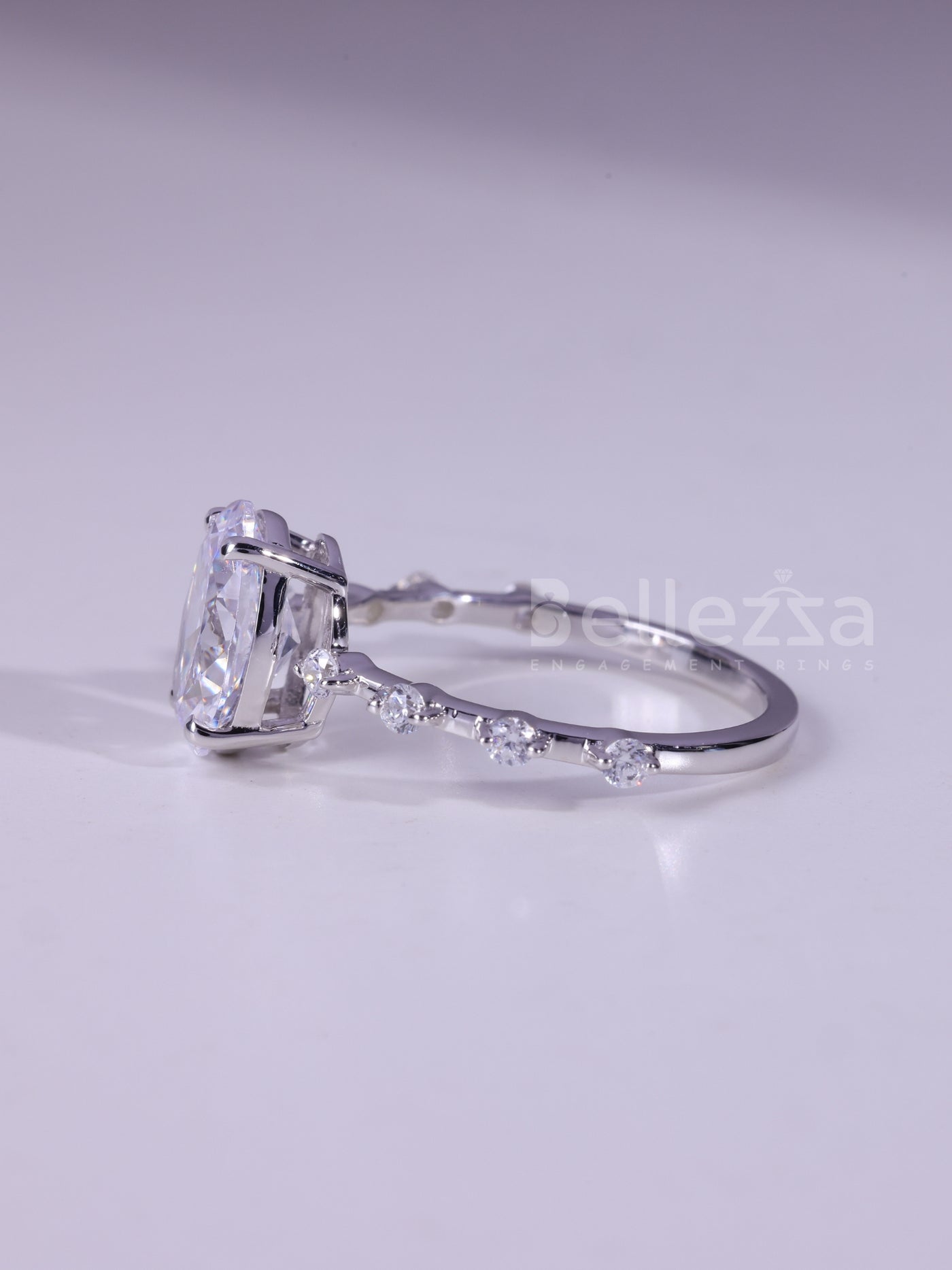 1.20CT Oval Cut Moissanite Petite Pave Setting Engagement Ring