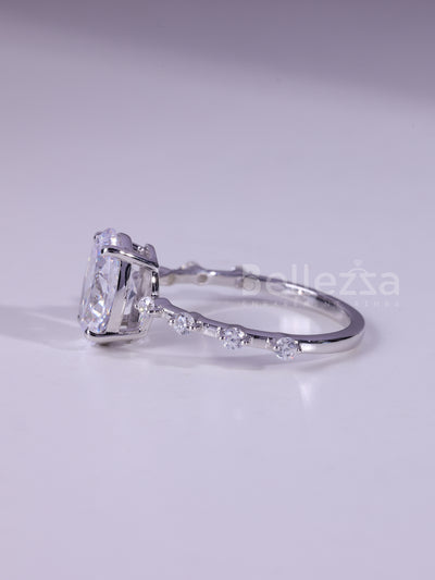 1.20CT Oval Cut Moissanite Petite Pave Setting Engagement Ring
