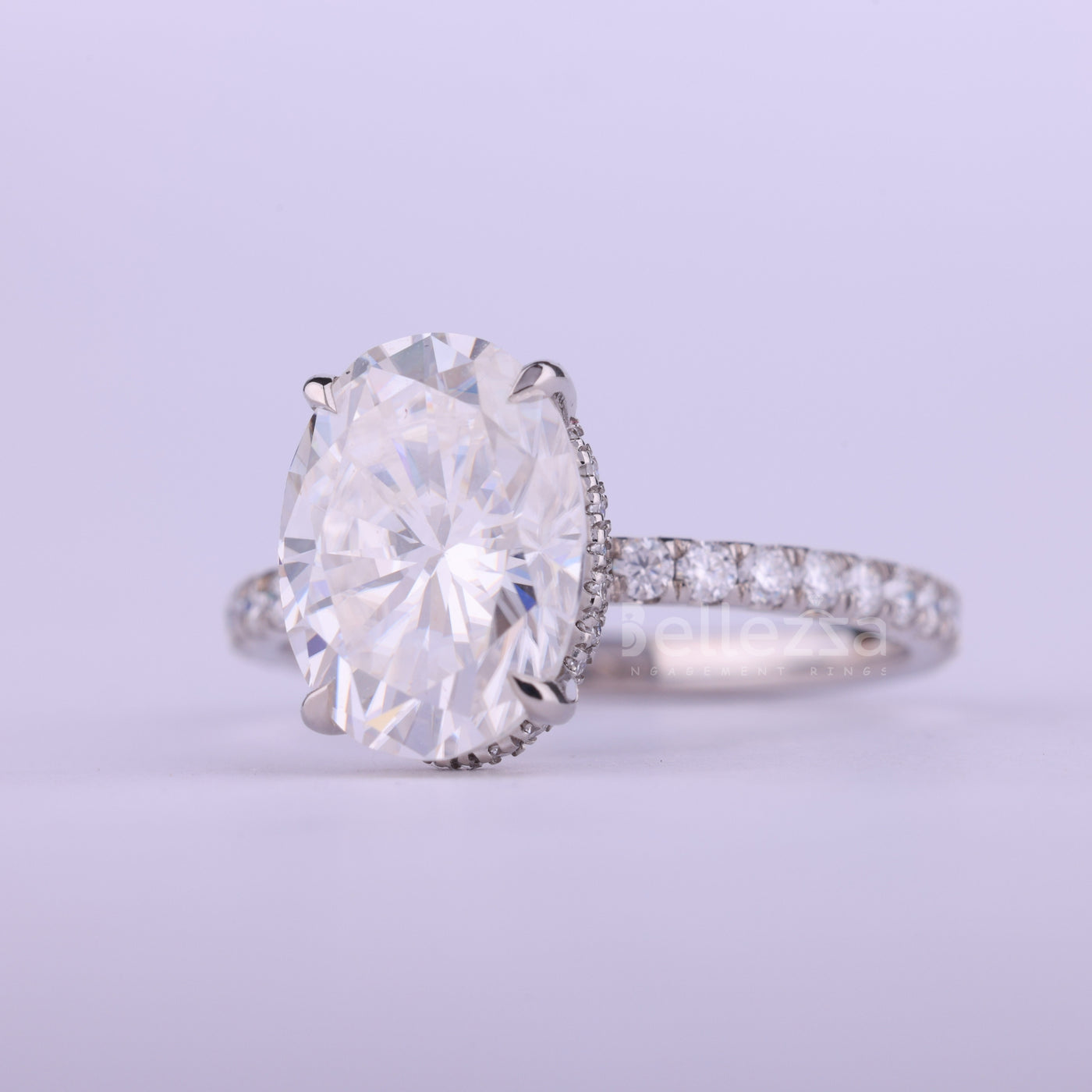 1.50CT Oval Cut Hidden Halo Moissanite Engagement Ring