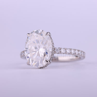 1.50CT Oval Cut Hidden Halo Moissanite Engagement Ring