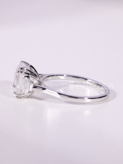 2.0CT-4.0CT Asscher Cut Three Stone Moissanite Engagement Ring