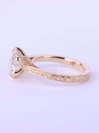 1.0CT-2.0CT Round Cut Diamond Vintage Solitaire Engagement Ring