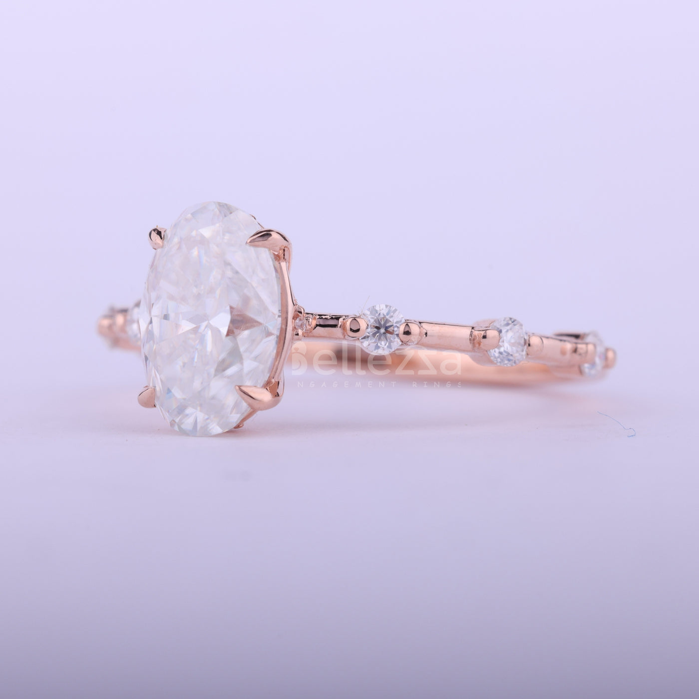 1.0CT Oval Cut Petite Pave Setting Moissanite Engagement Ring