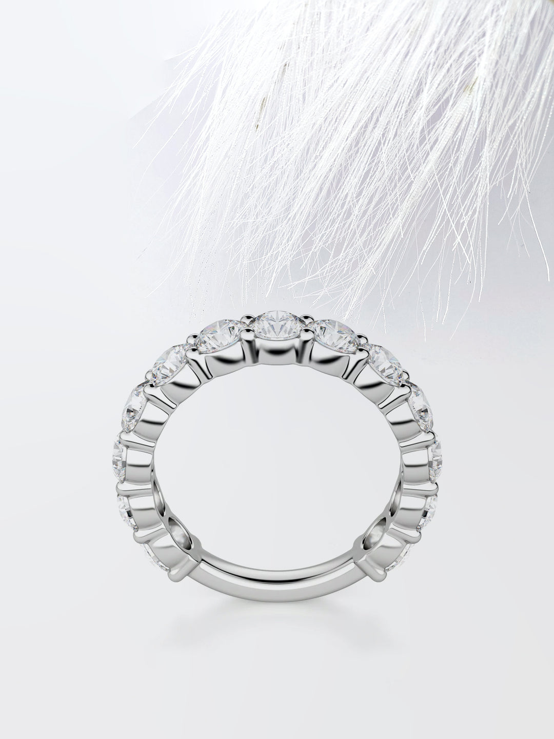 Round Cut Semi-Eternity Band Diamond Wedding Band For Women