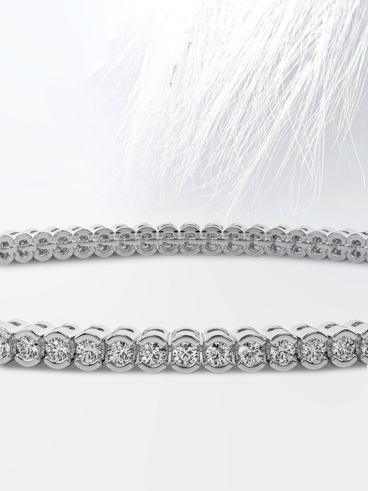3.0ct Round Cut Half Bezel Moissanite Tennis Diamond Bracelet 14k White Gold
