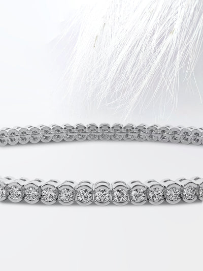 3.0ct Round Cut Half Bezel Moissanite Tennis Diamond Bracelet 14k White Gold