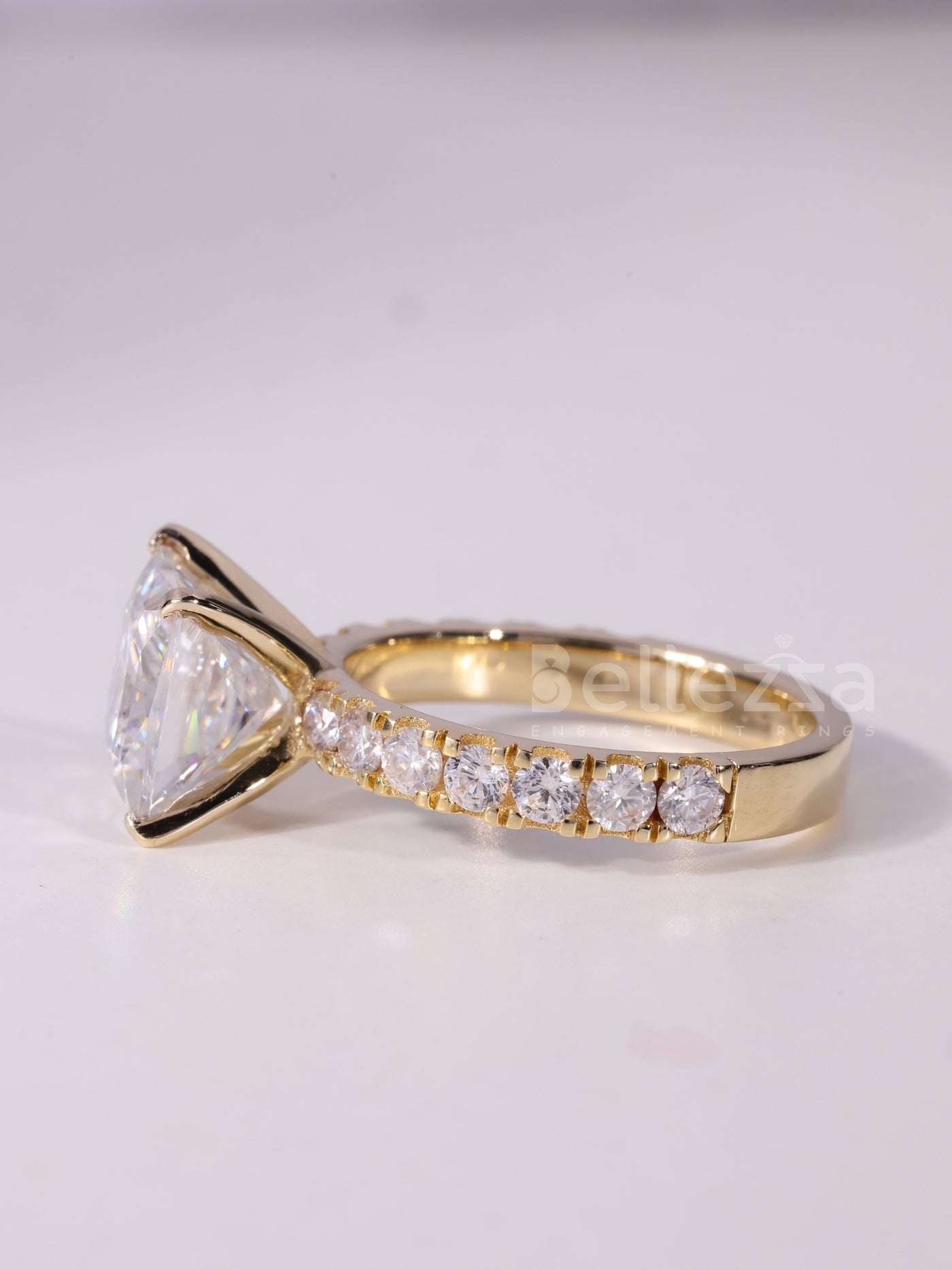 1.0CT-2.0CT Princess Cut Diamond Pave Setting Engagement Ring